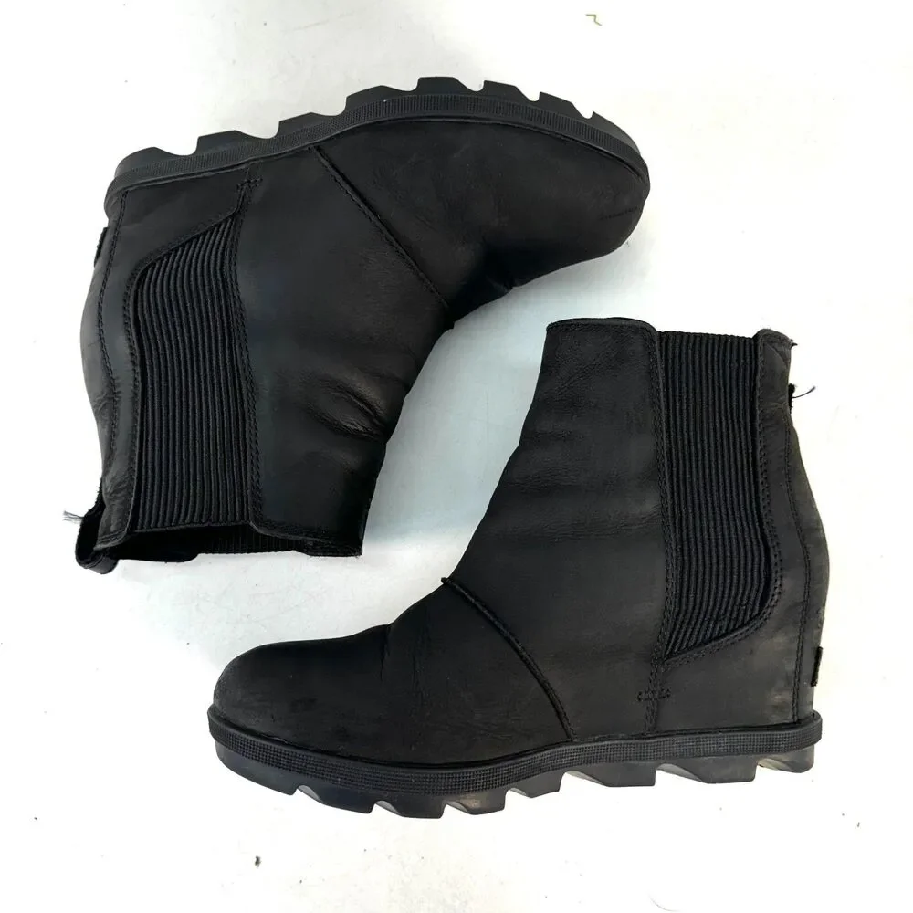 SOREL Womens Joan Of Artic ii Chelsea Hidden Wedge Black Ankle Boots Size 8